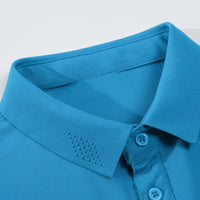 Hinvhai Men's Classic Fit Short Sleeve Dual Tipped Collar Polo Shirt Sky Blue 12(XXL)