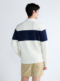 Free Assembly Men's Striped Cotton Rugby Shirt with Long Sleeves, Sizes S-3XL