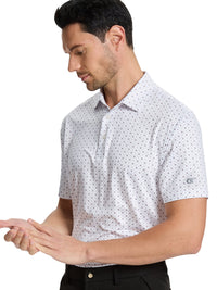 Xidunhg Men's Performance Golf Polo Shirt, Printed Short Sleeve, Dry Fit & Moisture Wicking, UPF 40+ 4-Way Stretch