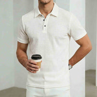 VgaVtl Men's Polo Shirt Summer Workout Short Sleeve Clothing for Men White Plain Leisure Button Breathable Shirts