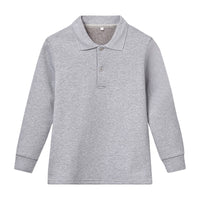 Boys' Polo Shirts Long Sleeve Grey Button up Shirt Boys Casual Tops Uniform Shirts for Boys Fashion Shirts 5-6 Years