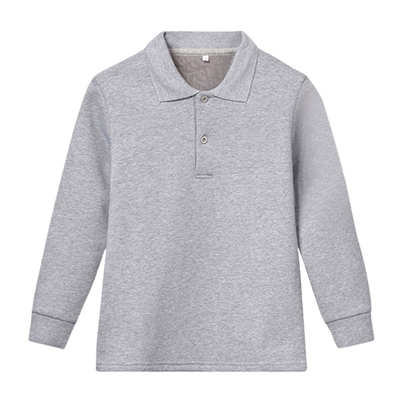 Boys' Polo Shirts Long Sleeve Grey Button up Shirt Boys Casual Tops Uniform Shirts for Boys Fashion Shirts 5-6 Years