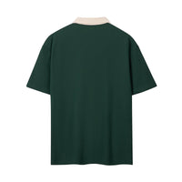 Eltusu Men's Polo Shirts with Collar, Short Sleeve Pullover Zip Up Casual Summer Shirts Army Green Size L