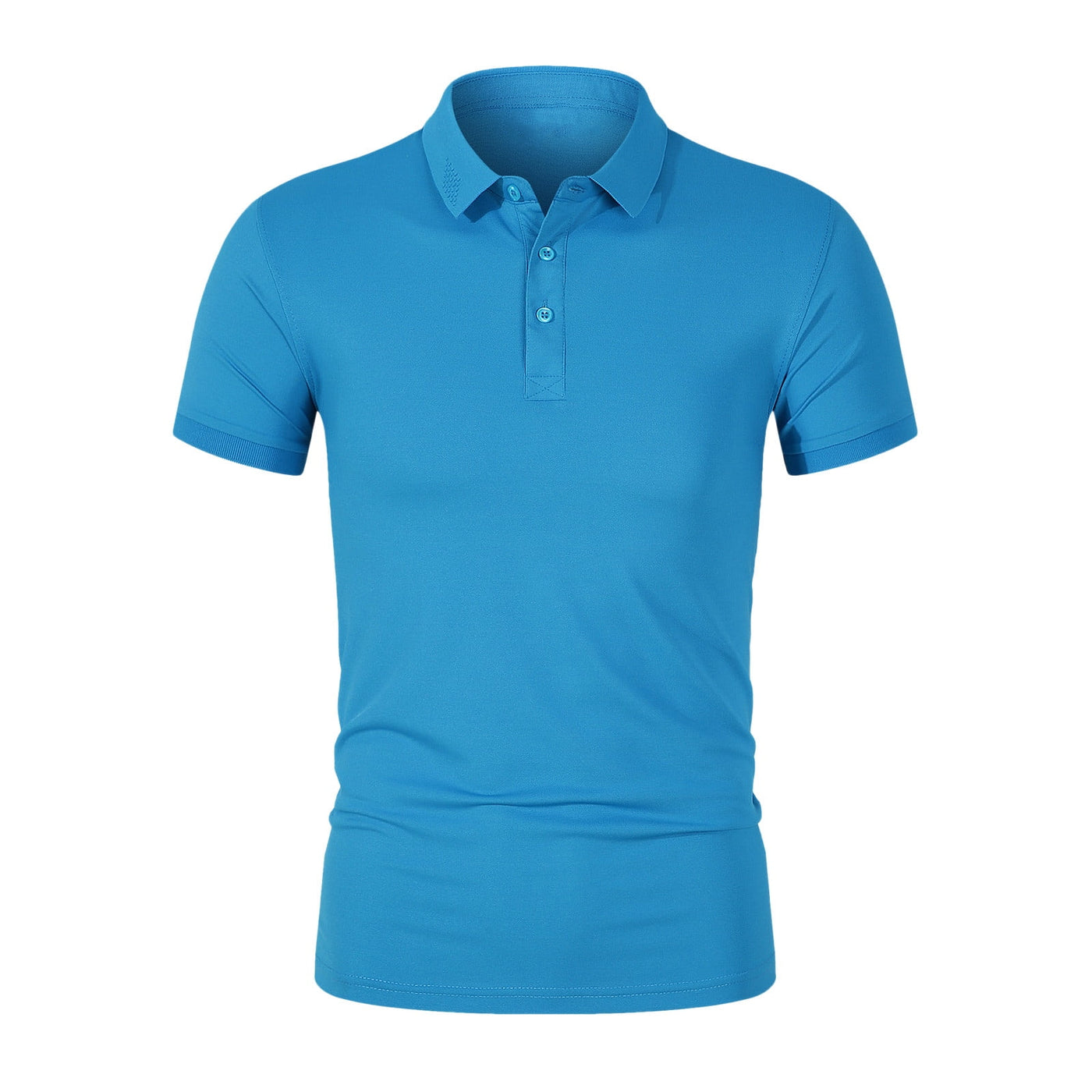 Hinvhai Men's Classic Fit Short Sleeve Dual Tipped Collar Polo Shirt Sky Blue 12(XXL)