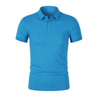 Hinvhai Men's Classic Fit Short Sleeve Dual Tipped Collar Polo Shirt Sky Blue 12(XXL)