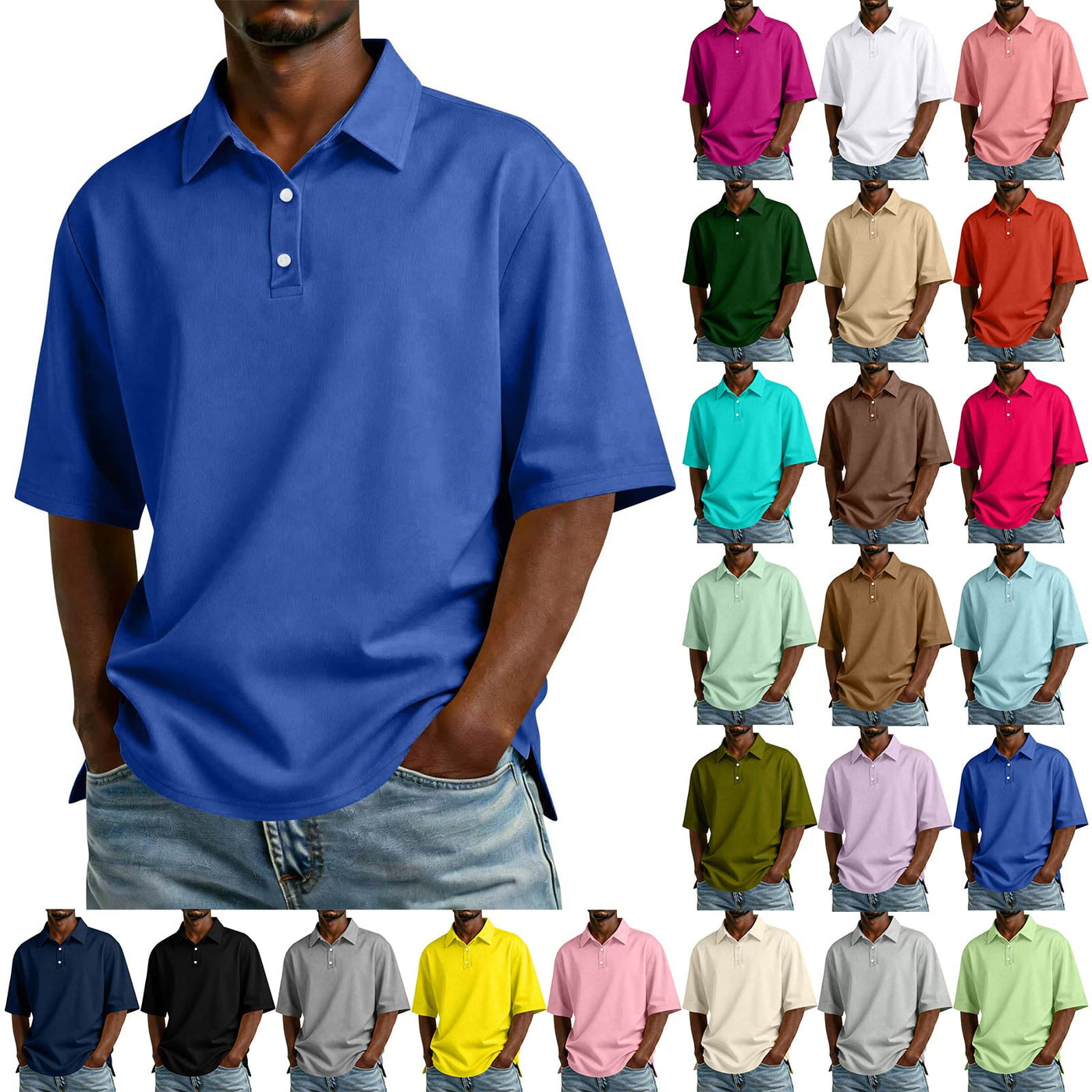 Men’s Short Sleeve Polo Shirt, Midweight Men's Shirt Khaki L