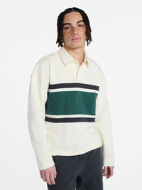 No Boundaries Rugby Fleece Polo Shirt with Long Sleeves, Men's XS-5XL