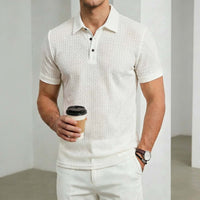 VgaVtl Men's Polo Shirt Summer Workout Short Sleeve Clothing for Men White Plain Leisure Button Breathable Shirts