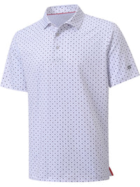 Xidunhg Men's Performance Golf Polo Shirt, Printed Short Sleeve, Dry Fit & Moisture Wicking, UPF 40+ 4-Way Stretch