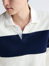 Free Assembly Men's Striped Cotton Rugby Shirt with Long Sleeves, Sizes S-3XL
