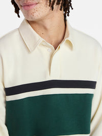 No Boundaries Rugby Fleece Polo Shirt with Long Sleeves, Men's XS-5XL